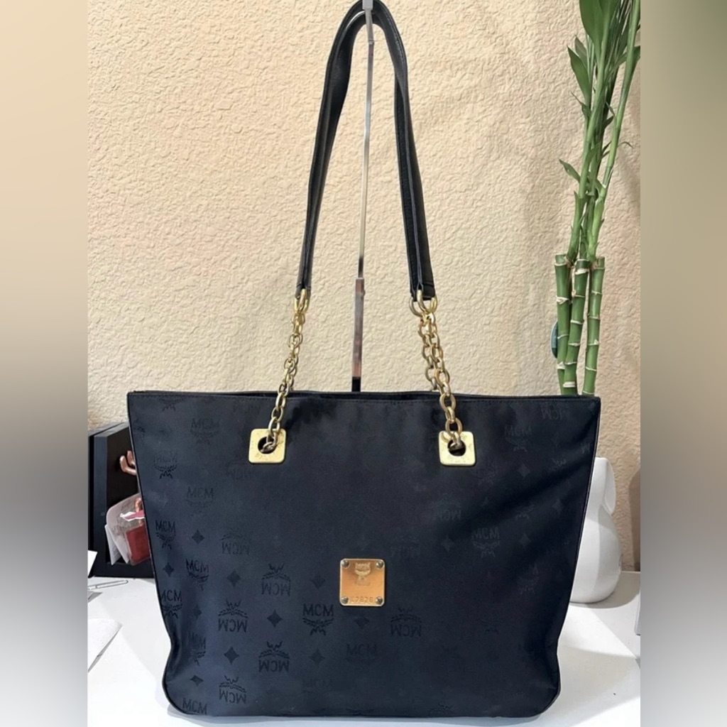 Mcm Black Tote Bag With Gold Hardware